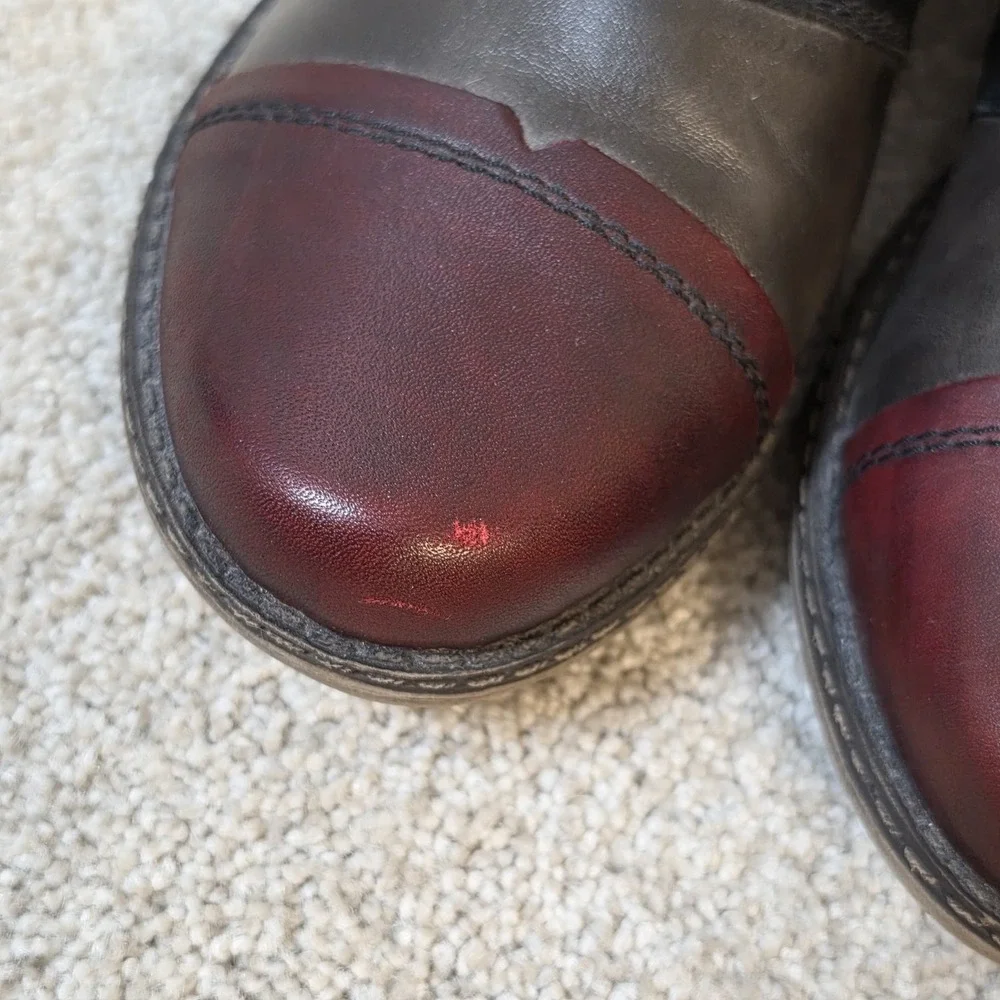 Remonte Zip Up Ankle Boots‎ Red Wine Patchwork Size 41 US 9.5 Shoes NWOB